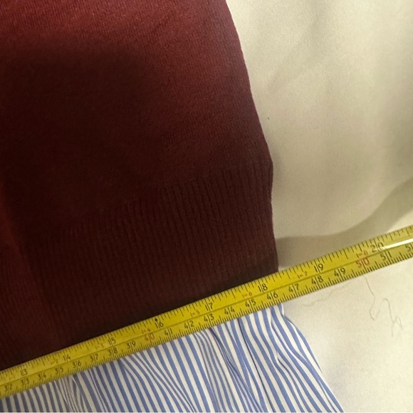 Croft & Barrow Burgundy Sweater with Blue Striped Hem - Picture 10 of 16